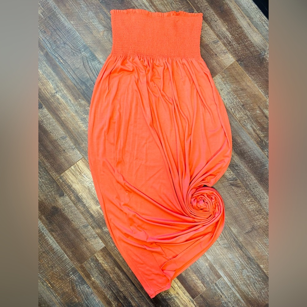 CORAL maxi with ruching at top